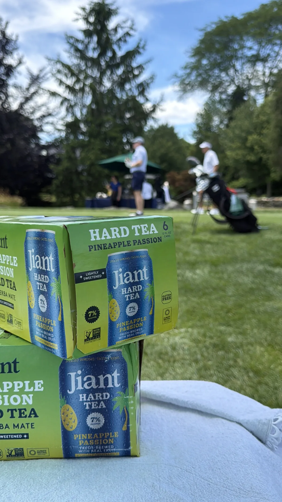 Jiant Pineapple Passion Hard Tea at a golf course
